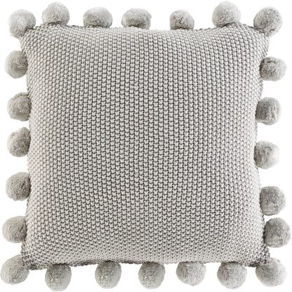 Pomtastic Pillow - 33321 by Surya in light gray. Made from 100% cotton in a modern style.