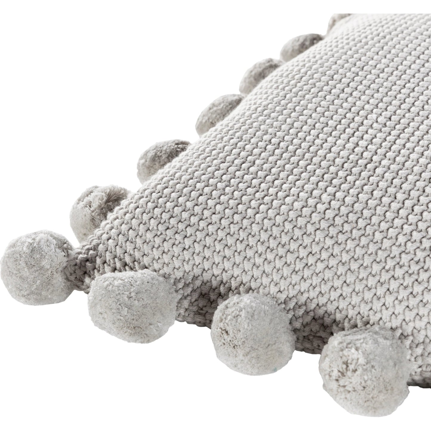 010 SI-1861155,SI-1861156,SR-880815,SR-880816 | Closeup | Pomtastic Pillow - 33321 by Surya in light gray. Made from 100% cotton in a modern style.
