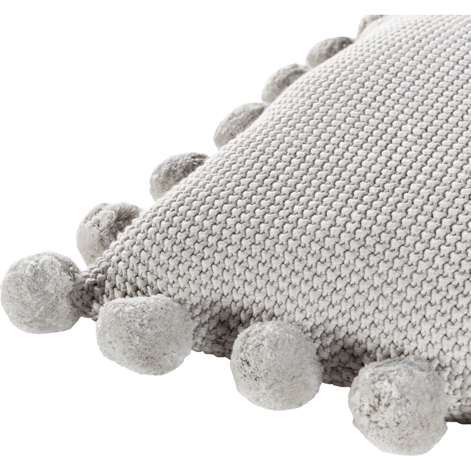 Pomtastic Pillow - 33321 by Surya in light gray. Made from 100% cotton in a modern style.