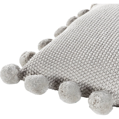 Pomtastic Pillow - 33321 by Surya in light gray. Made from 100% cotton in a modern style.