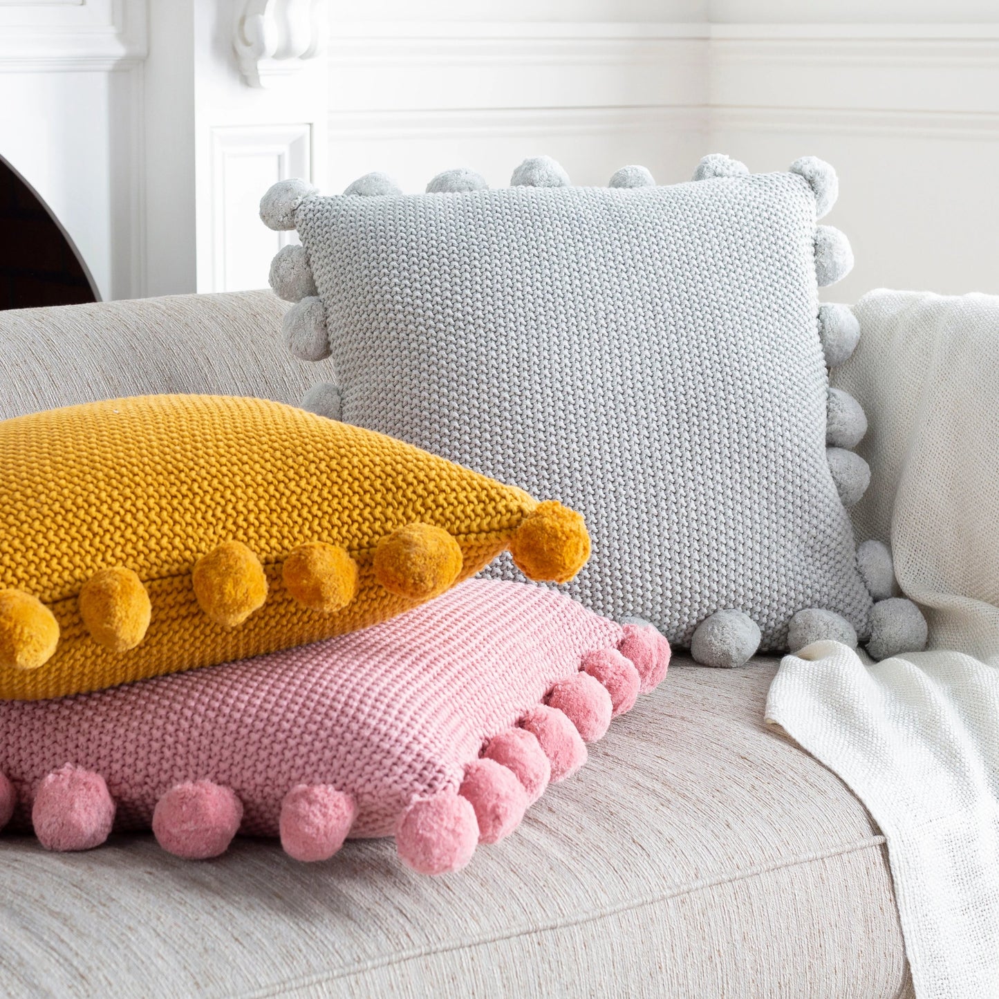 008 SI-1861155,SI-1861156,SR-880815,SR-880816 | Additional Silo | Pomtastic Pillow - 33321 by Surya in light gray. Made from 100% cotton in a modern style.