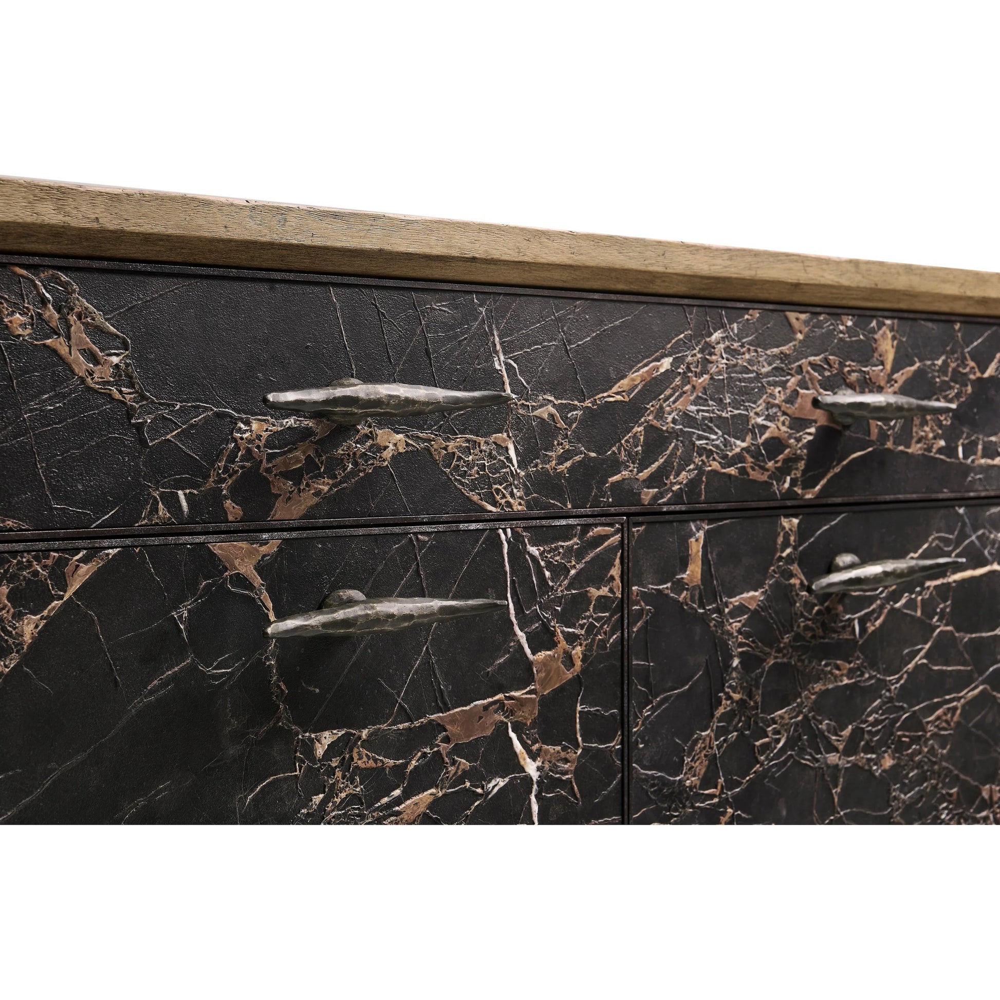 Stone Ridge Marble Credenza by Jonathan Charles in tully light acacia. Made from acacia in a modern style.