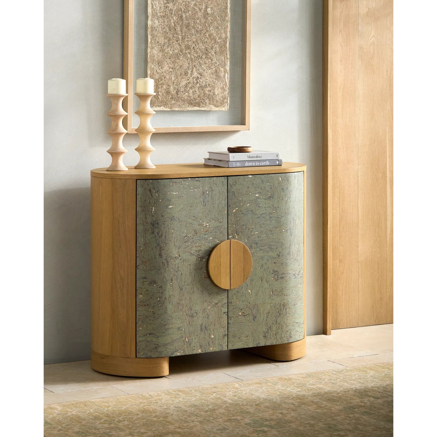 006 SI-2244424 | Lifestyle | Poros Cabinet 540213 by Surya in natural, lacquered. Made from cork veneer, oak in a eclectic & global style.
