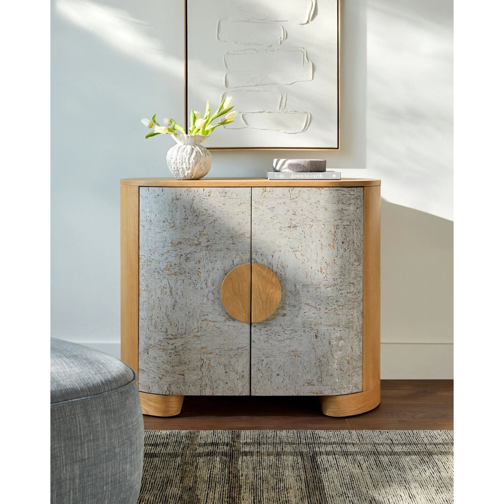 Poros Cabinet 540213 by Surya in natural, lacquered. Made from cork veneer, oak in a eclectic & global style.