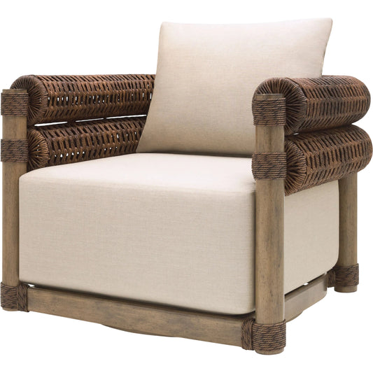 Porta Swivel Chair by Surya in brown. Made from sunbrella, acrylic, aluminum, quick dry foam in a rustic style.