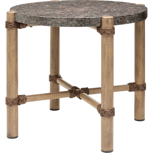 Porta End Table by Surya in dark brown, brown. Made from stone, aluminum in a modern style.