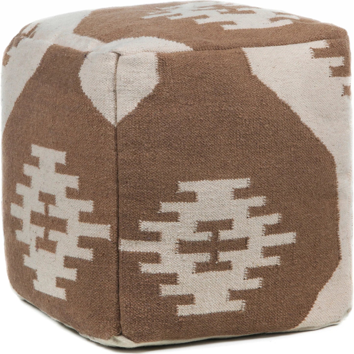 001 SI-2349086 | Primary Silo | Pouf POU-143 by Chandra. Made from outer: wool, filling: cotton in a rustic style.