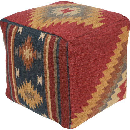 Pouf by Livabliss in burgundy, navy, gold, forest, olive, taupe, tan, beige, rust. Made from 100% wool in a rustic style.
