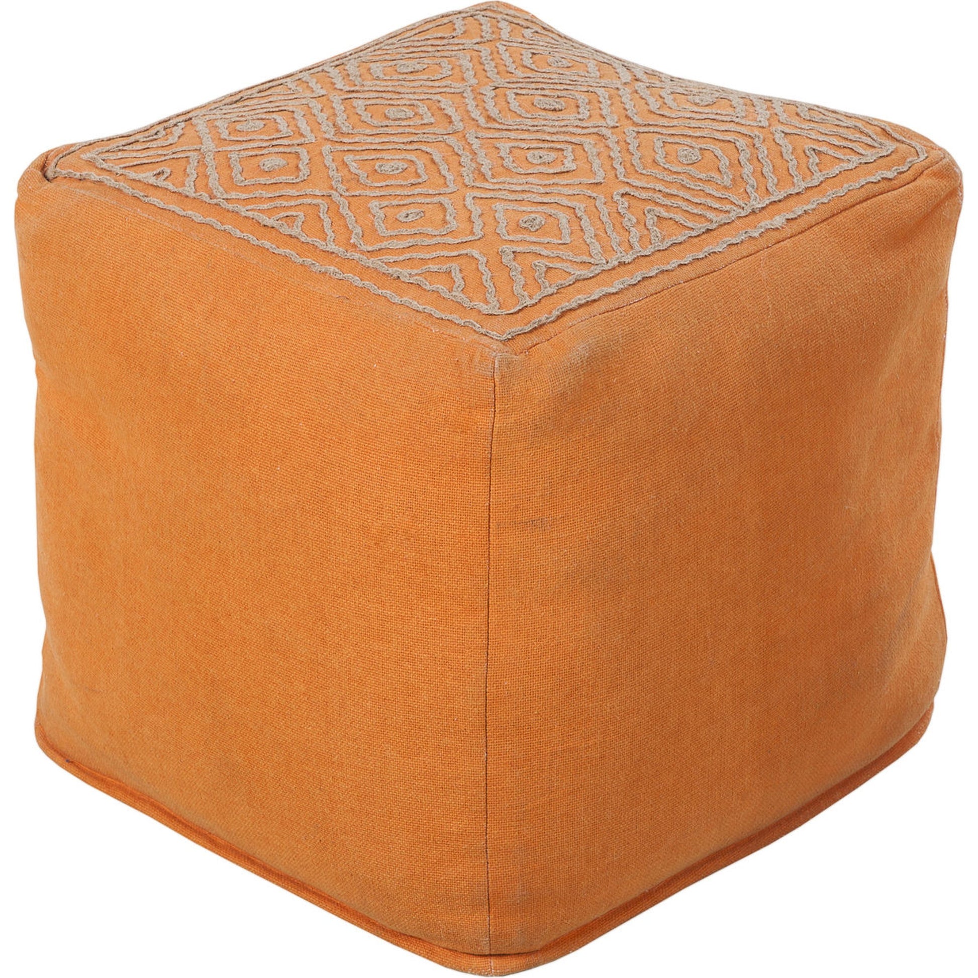 POUF-204 by Surya in navy, taupe. Made from 85% linen, 15% others in a modern style.