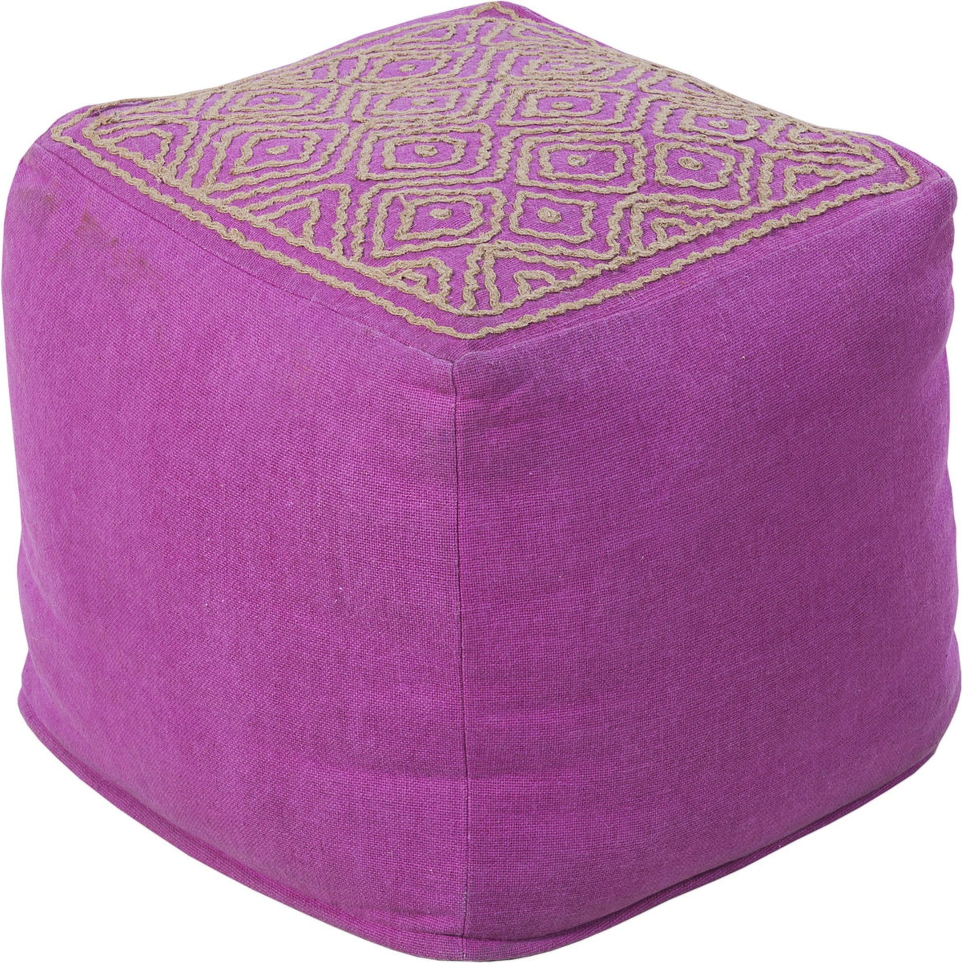 POUF-204 by Surya in navy, taupe. Made from 85% linen, 15% others in a modern style.