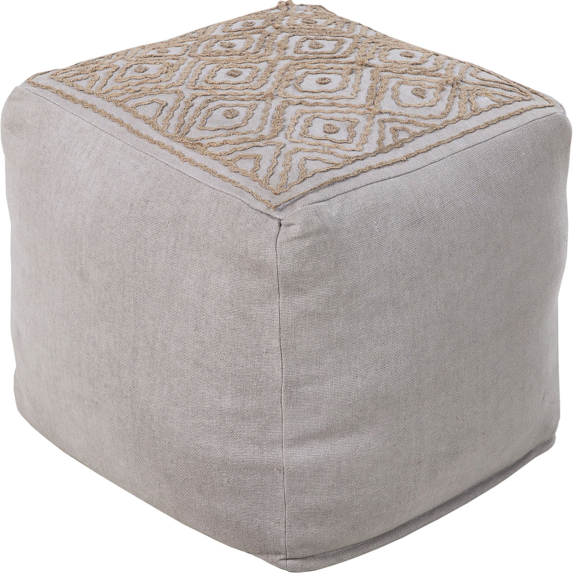 POUF-204 by Surya in navy, taupe. Made from 85% linen, 15% others in a modern style.
