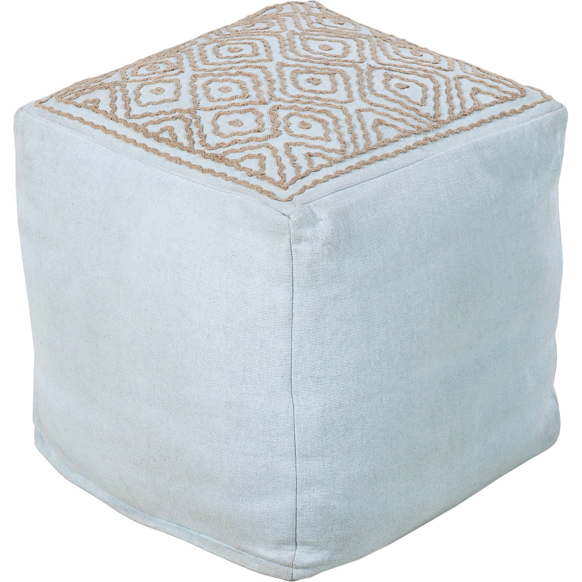 POUF-204 by Surya in navy, taupe. Made from 85% linen, 15% others in a modern style.