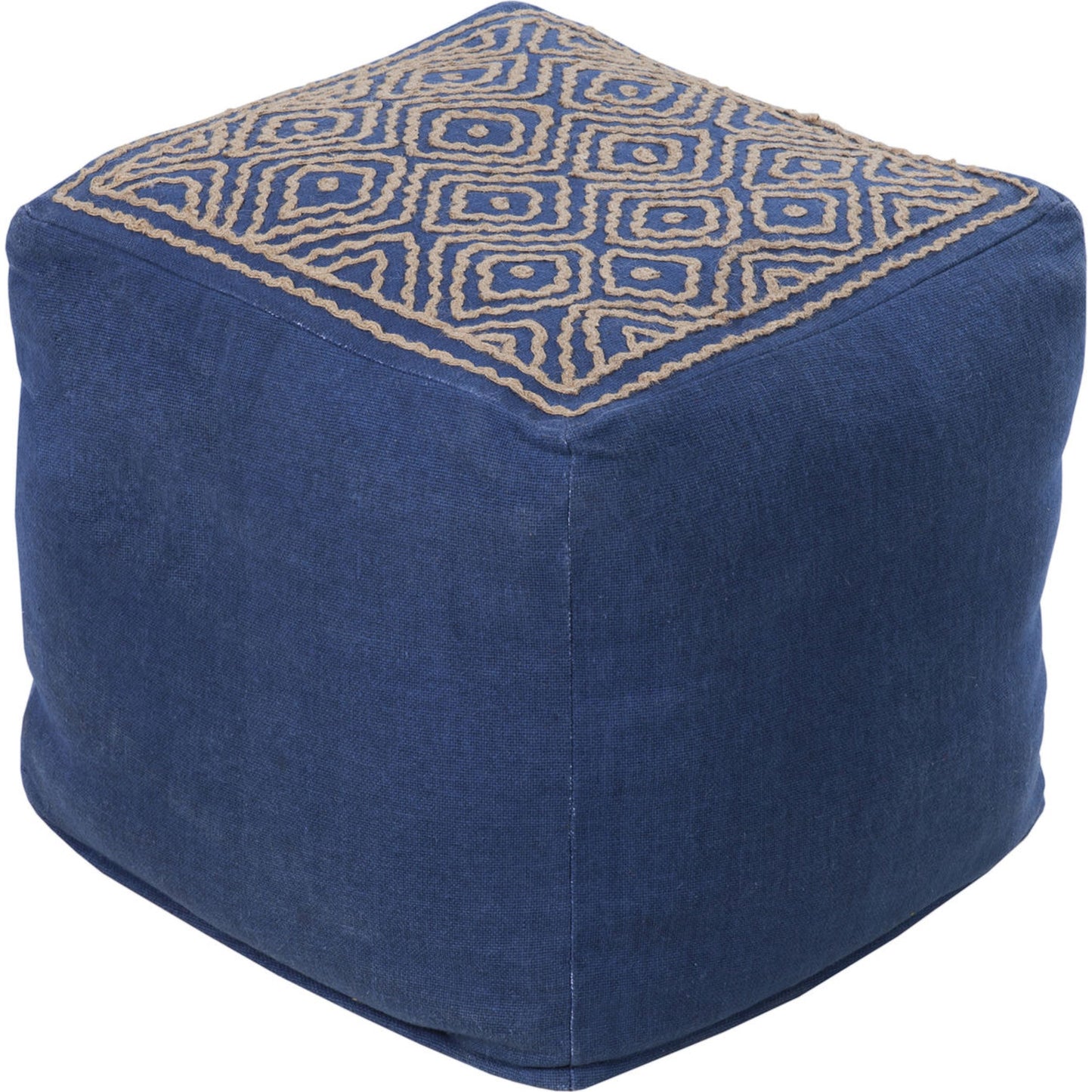 001 O-SURYA-POUF-213 | Primary Silo | POUF-204 by Surya in navy, taupe. Made from 85% linen, 15% others in a modern style.