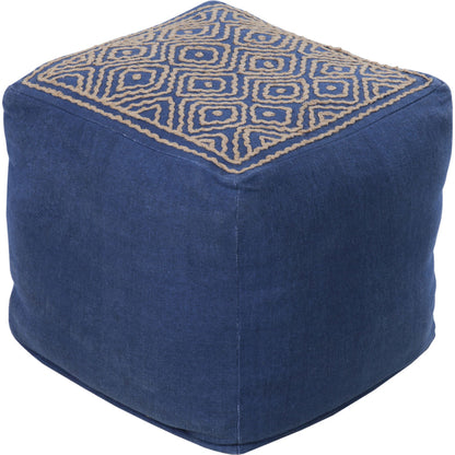 POUF-204 by Surya in navy, taupe. Made from 85% linen, 15% others in a modern style.