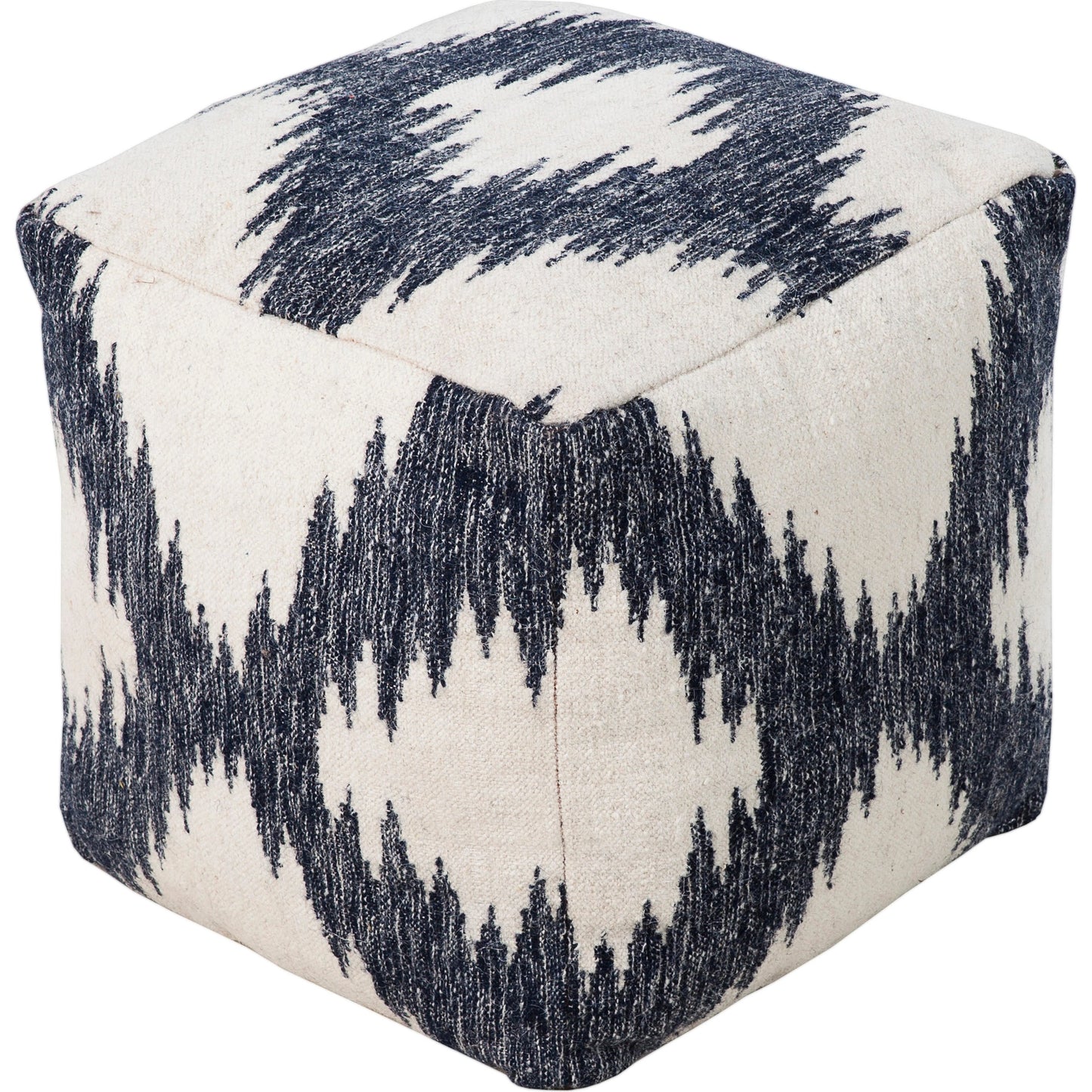 001 O-SURYA-POUF-236 | Primary Silo | Frontier - 25999 by Livabliss in ivory, navy. Made from 100% wool in a rustic style.