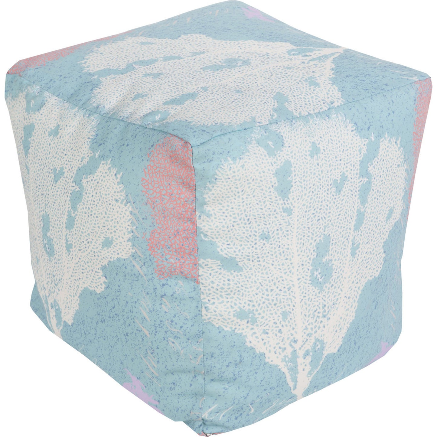 001 O-SURYA-POUF-289 | Primary Silo | Rain - 26402 by Livabliss in teal, ivory, coral, cobalt, lavender. Made from 100% polyester in a coastal style.
