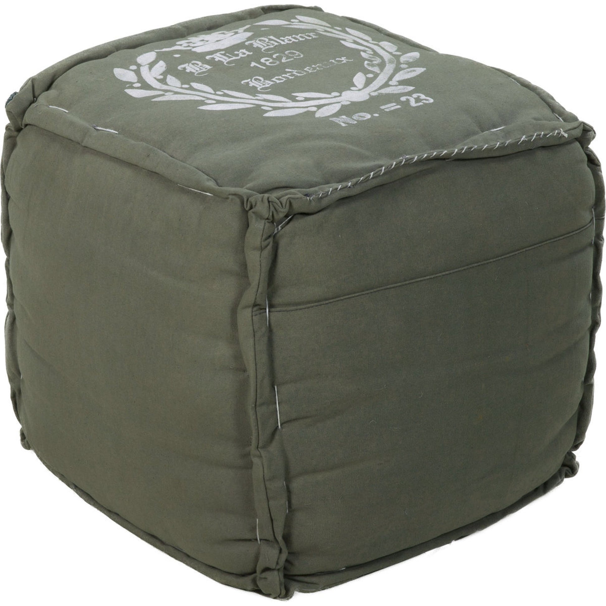 Bordeaux Pouf by Surya in forest, ivory. Made from cotton in a cottage & farmhouse style.