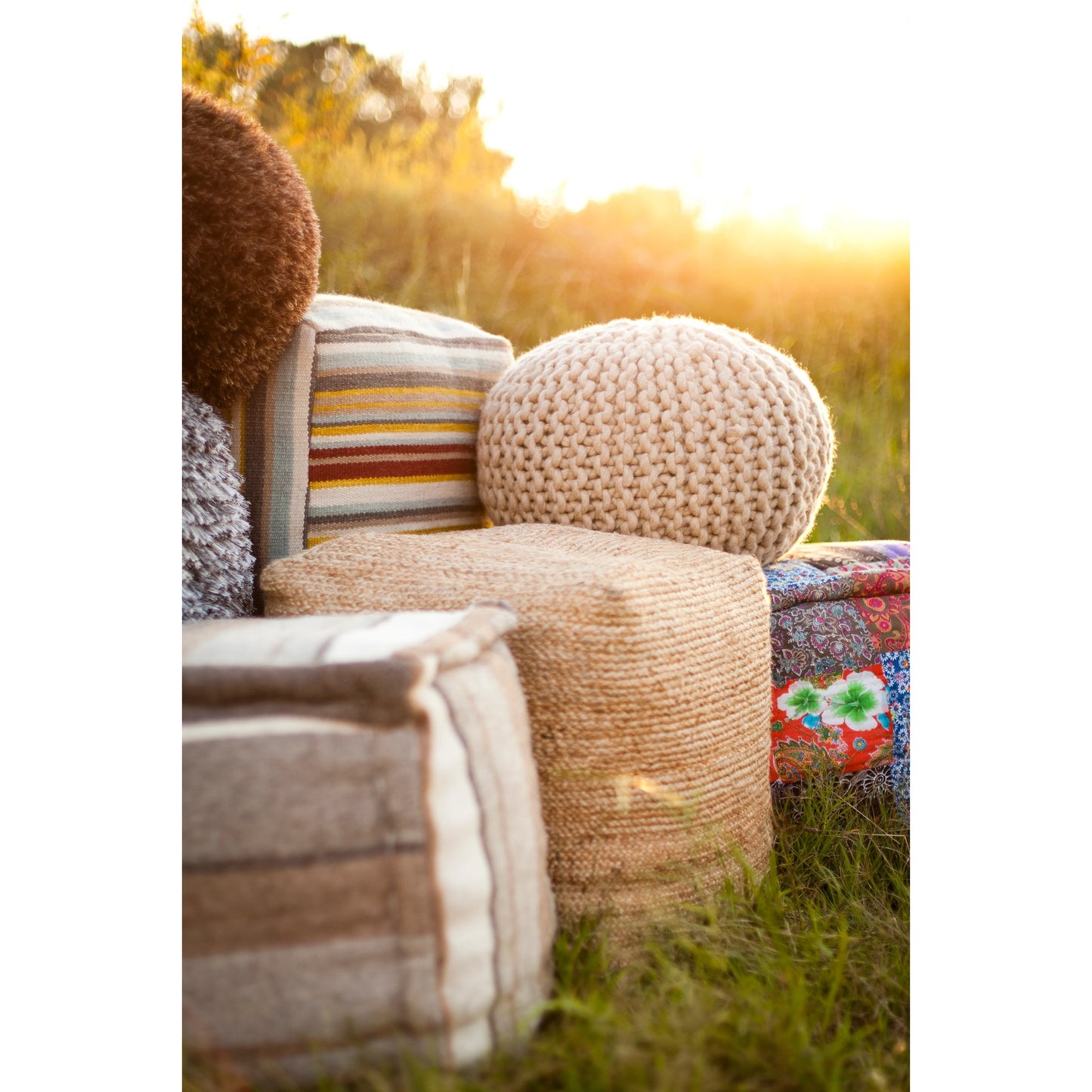 002 O-SURYA-POUF-101 | Additional Silo | Jute - 10234 by Livabliss in beige. Made from 100% jute in a modern style.