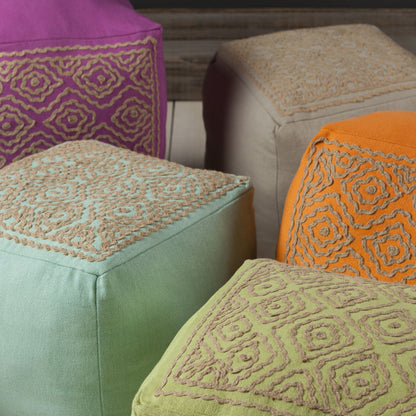 POUF-204 by Surya in navy, taupe. Made from 85% linen, 15% others in a modern style.