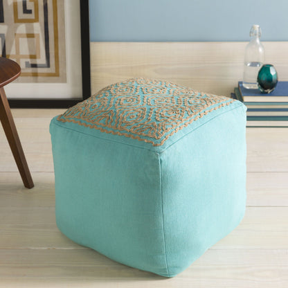 POUF-204 by Surya in navy, taupe. Made from 85% linen, 15% others in a modern style.