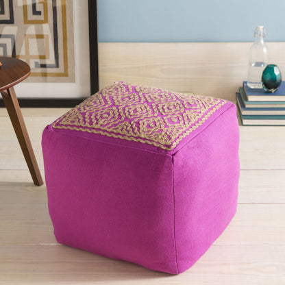 POUF-204 by Surya in navy, taupe. Made from 85% linen, 15% others in a modern style.