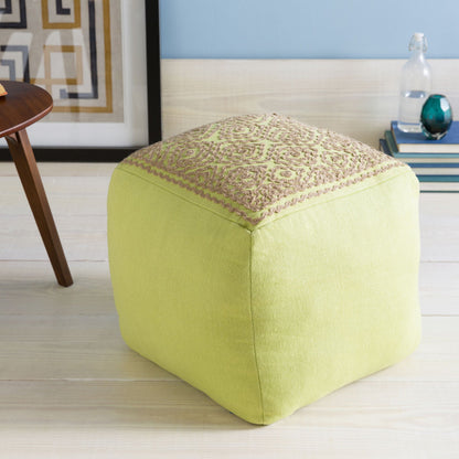 POUF-204 by Surya in navy, taupe. Made from 85% linen, 15% others in a modern style.