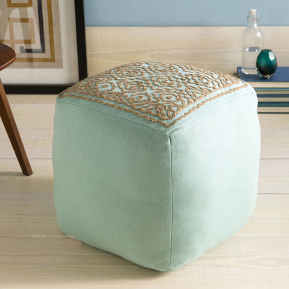 POUF-204 by Surya in navy, taupe. Made from 85% linen, 15% others in a modern style.