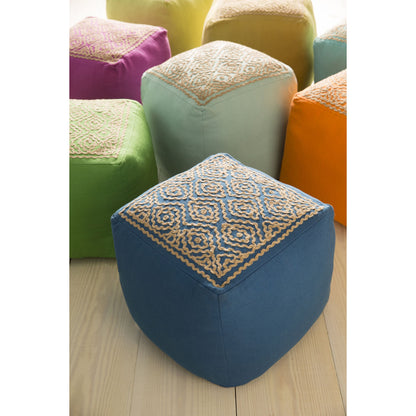 POUF-204 by Surya in navy, taupe. Made from 85% linen, 15% others in a modern style.