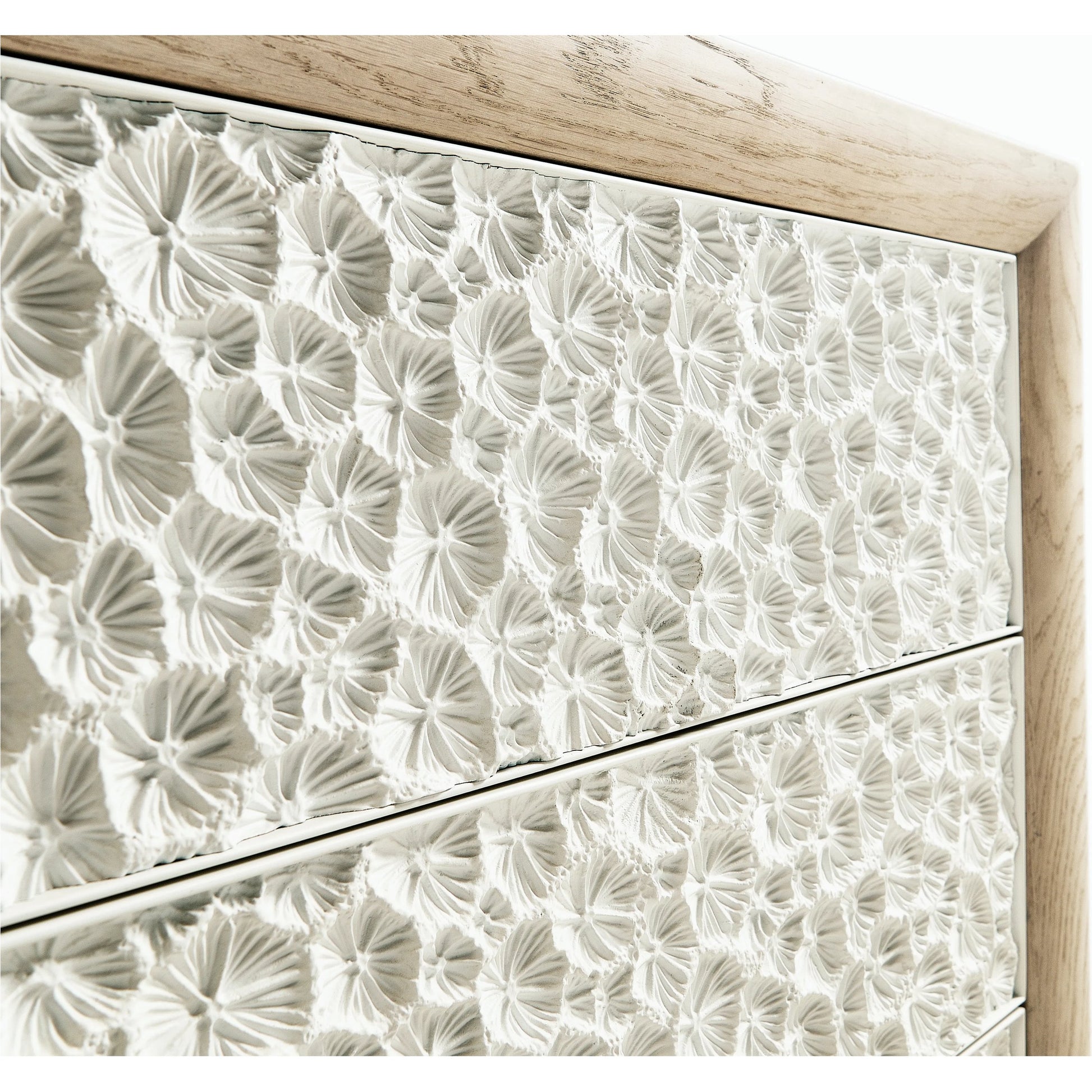 Water Pelagic Cast Metal Entertainment Console by Jonathan Charles in bleached oak. Made from oak, cast metal in a modern style.