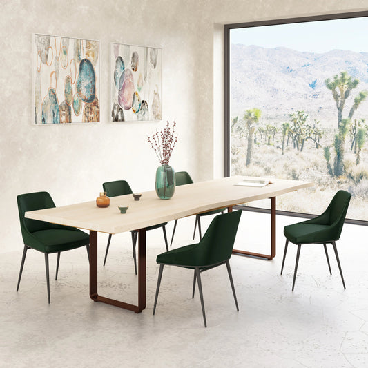 Wilks Dining Table by Moe's Home Collection in white. Made from solid mango, iron legs in a modern style.