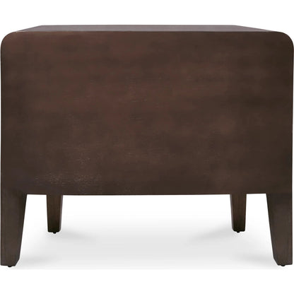 Iris Nightstand by Moe's Home Collection in black. Made from mango wood, iron in a rustic style.