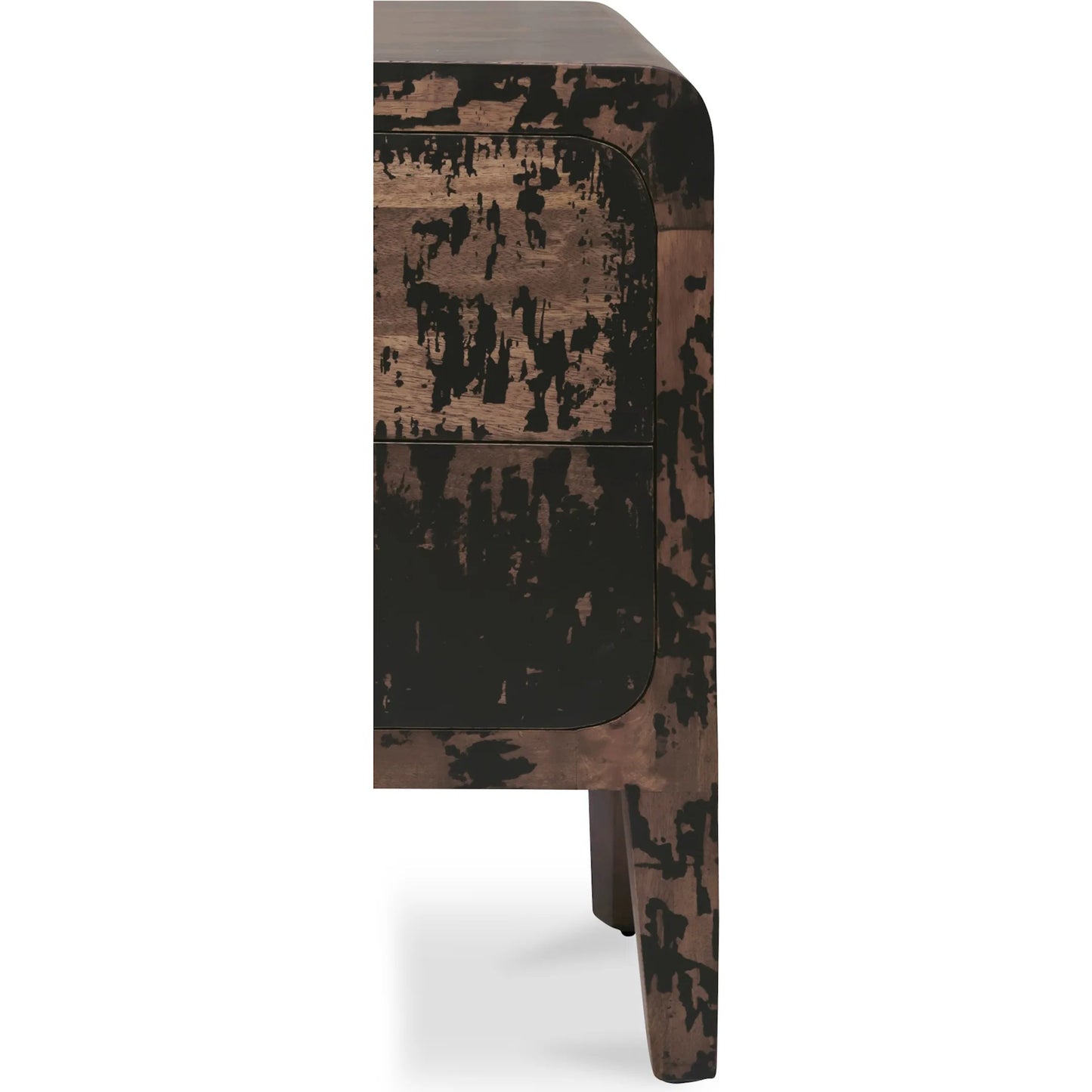 006 SI-2368110 | Closeup | Iris Nightstand by Moe's Home Collection in black. Made from mango wood, iron in a rustic style.