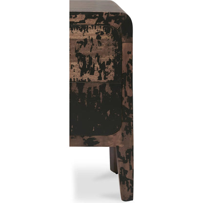 Iris Nightstand by Moe's Home Collection in black. Made from mango wood, iron in a rustic style.