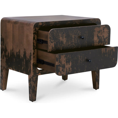 Iris Nightstand by Moe's Home Collection in black. Made from mango wood, iron in a rustic style.