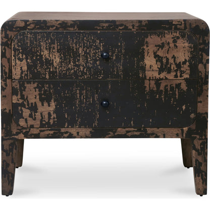 Iris Nightstand by Moe's Home Collection in black. Made from mango wood, iron in a rustic style.