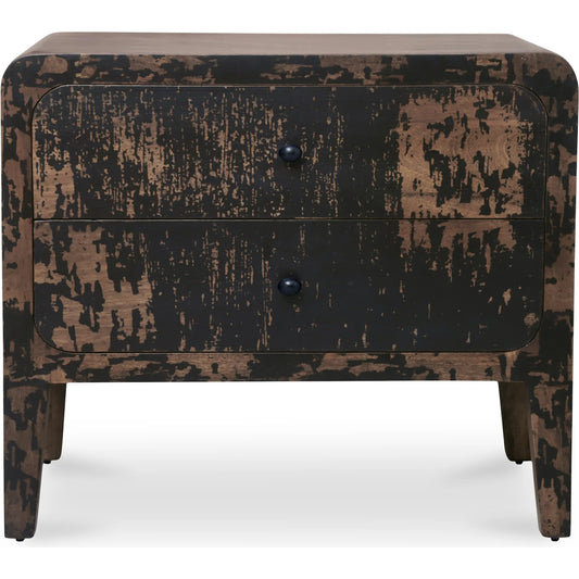 Iris Nightstand by Moe's Home Collection in black. Made from mango wood, iron in a unique style.