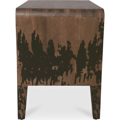 Iris Nightstand by Moe's Home Collection in black. Made from mango wood, iron in a rustic style.