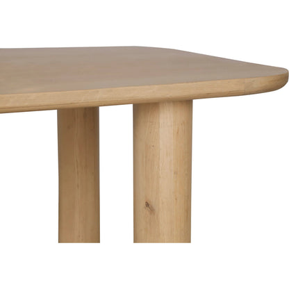 Anders Dining Table by Moe's Home Collection in natural oak. Made from fsc certified solid oak, plywood, iron in a transitional style.