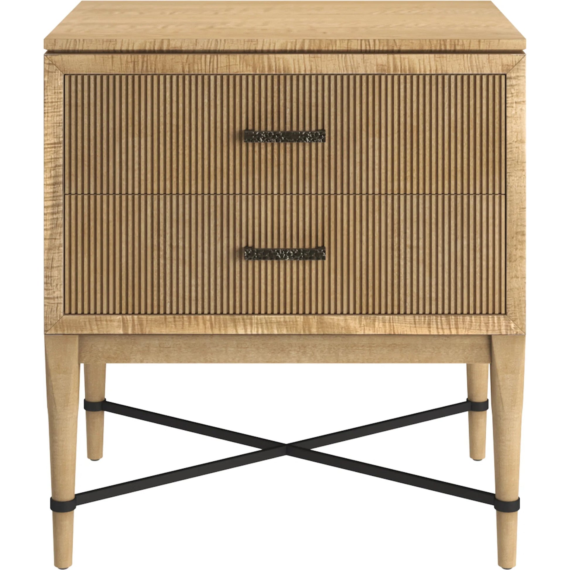 Loft Reeded Nightstand by A.R.T. Furniture in natural maple. Made from poplar, rubberwood, figured maple veneer in a transitional style.