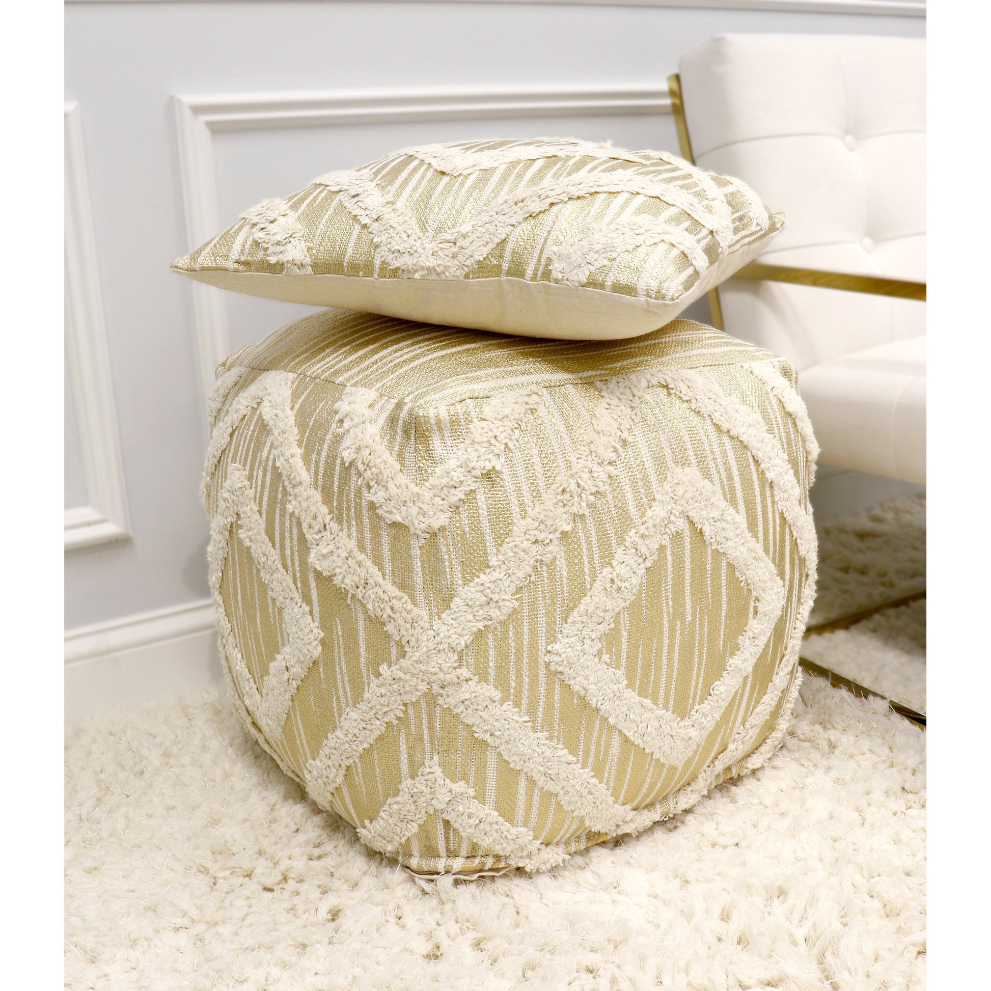 Grand Canyon Pouf by Pasargad Home. Made from cotton in a modern style.
