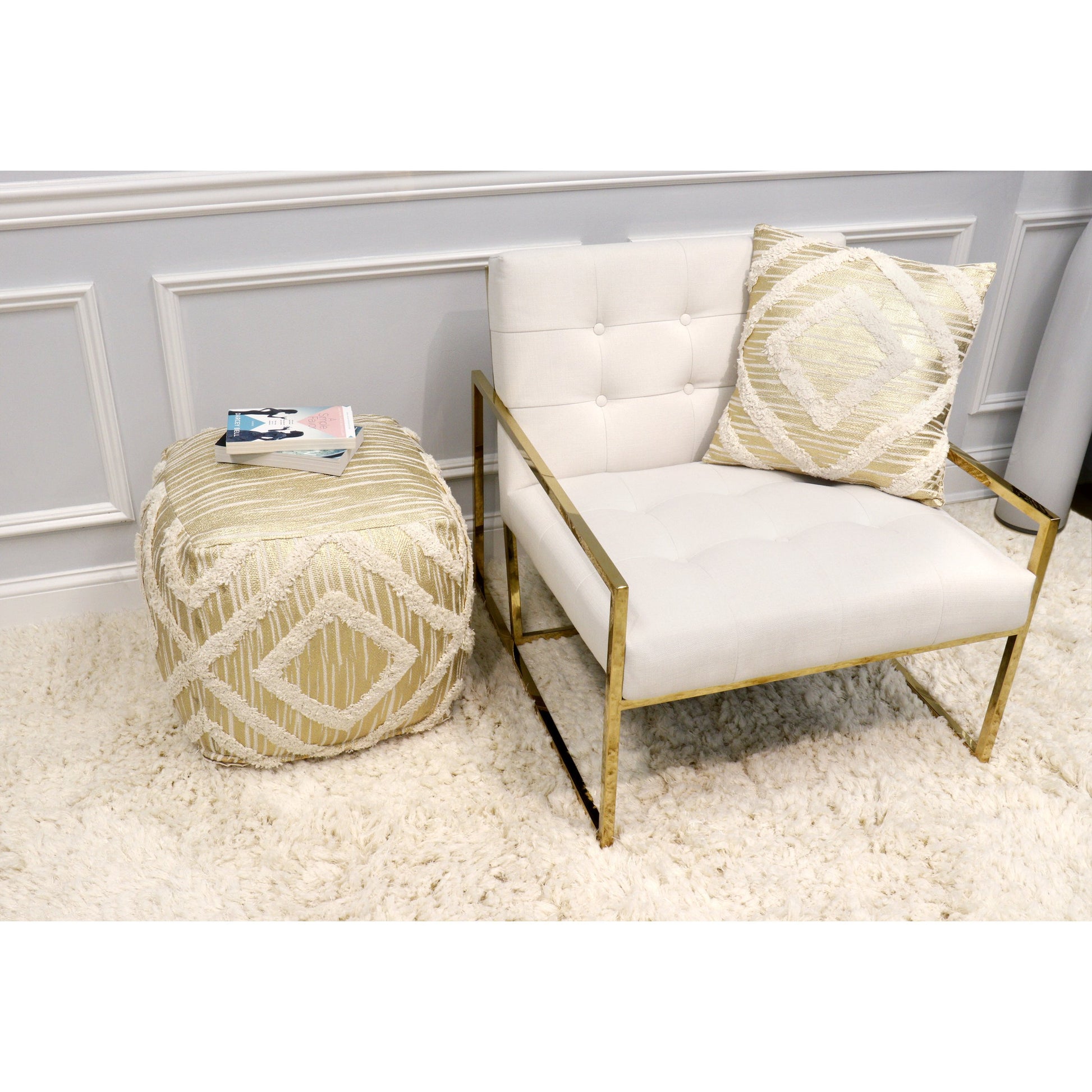 Grand Canyon Pouf by Pasargad Home. Made from cotton in a modern style.