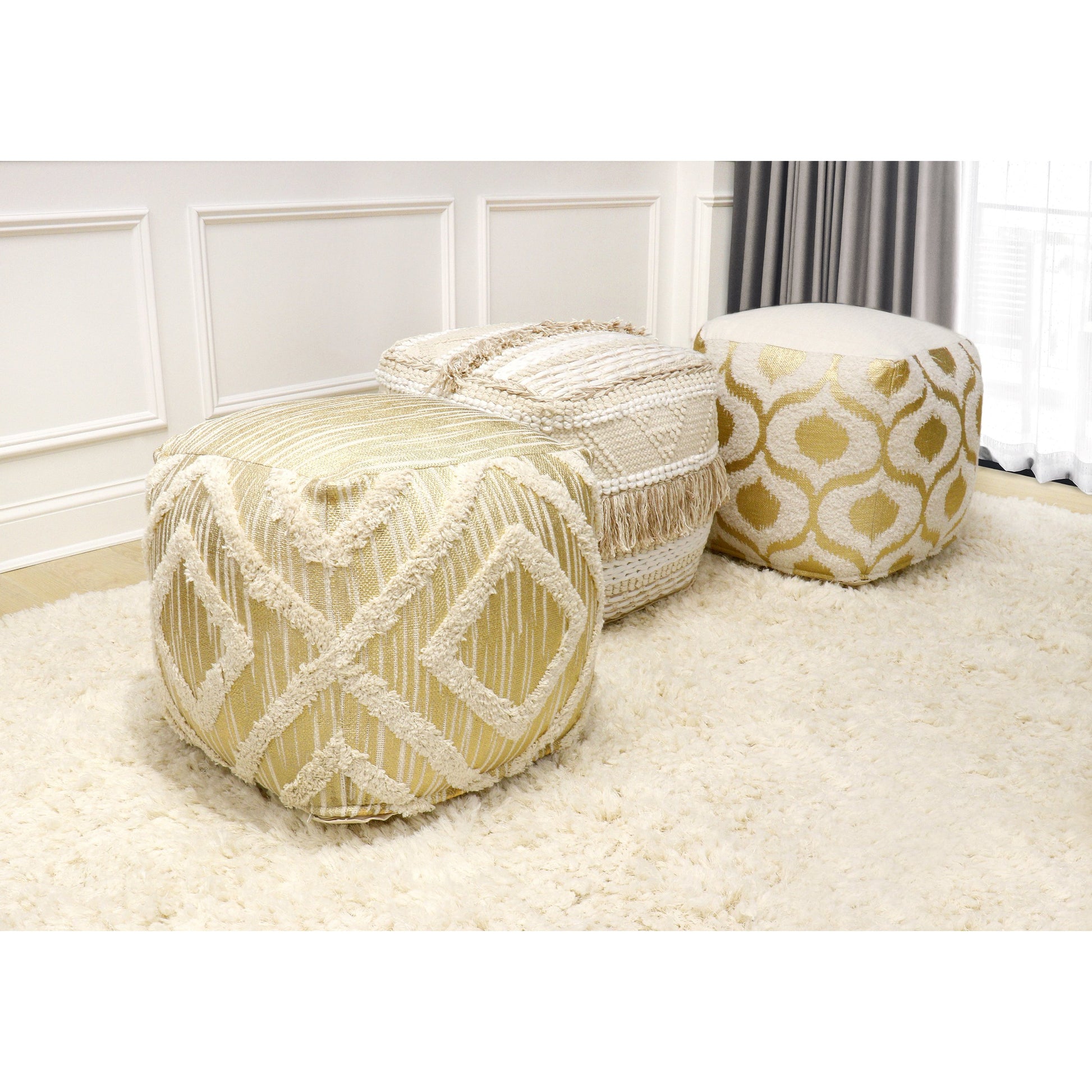 Grand Canyon Pouf by Pasargad Home. Made from cotton in a modern style.