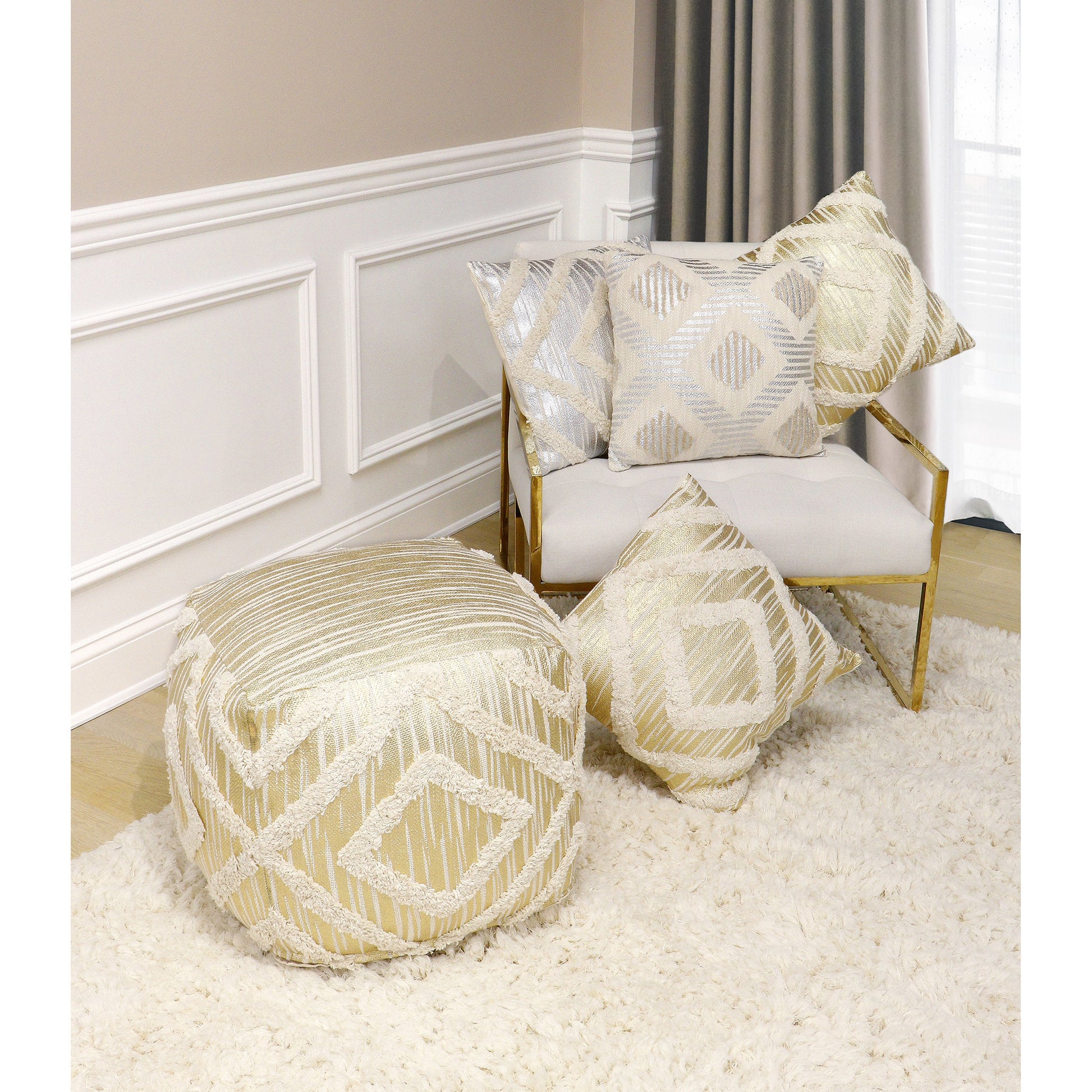 Grand Canyon Pouf by Pasargad Home. Made from cotton in a modern style.