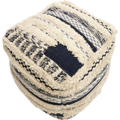 Grand Canyon Navy Pouf by Pasargad Home in navy. Made from cotton in a modern style.