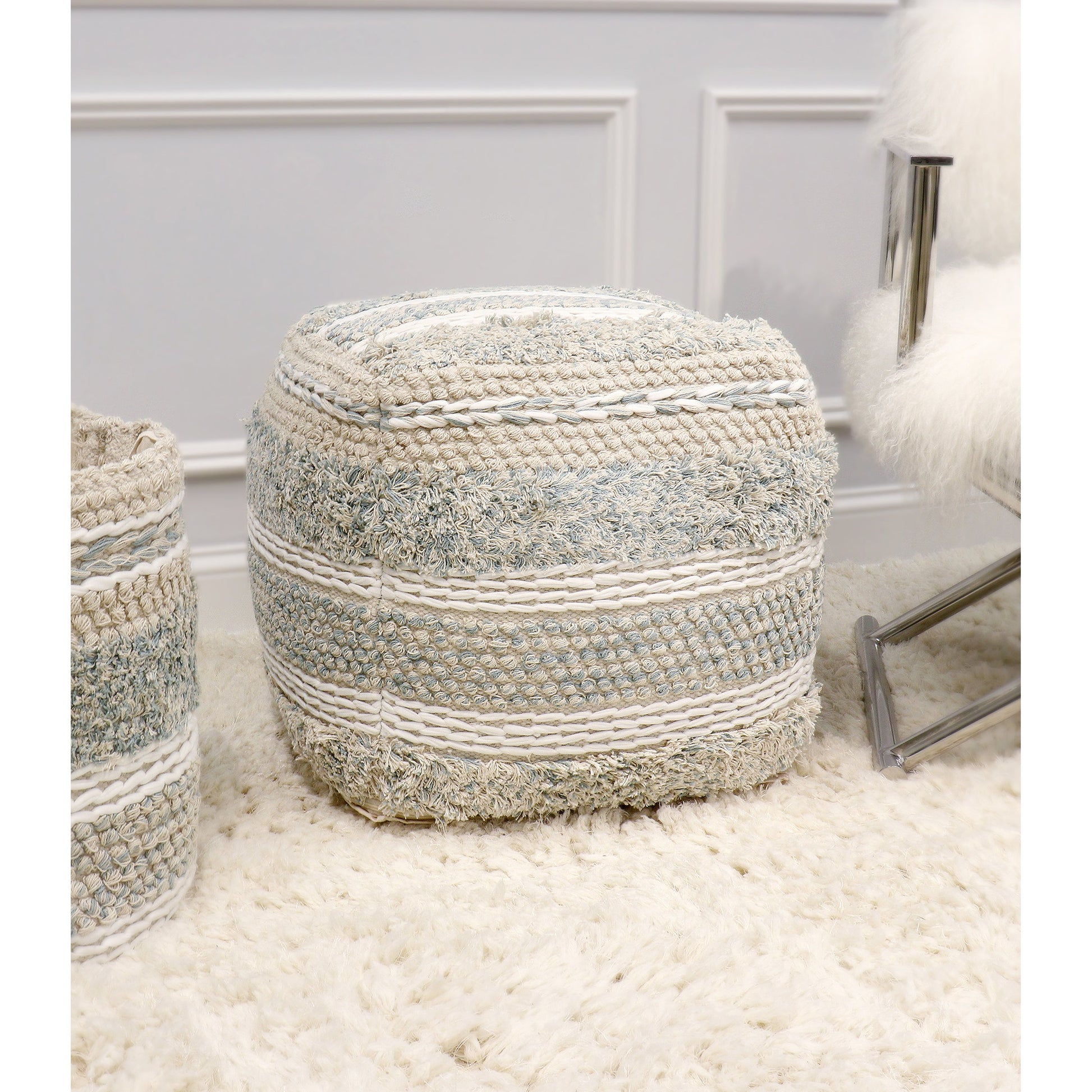 Grand Canyon Pouf by Pasargad Home. Made from cotton in a modern style.
