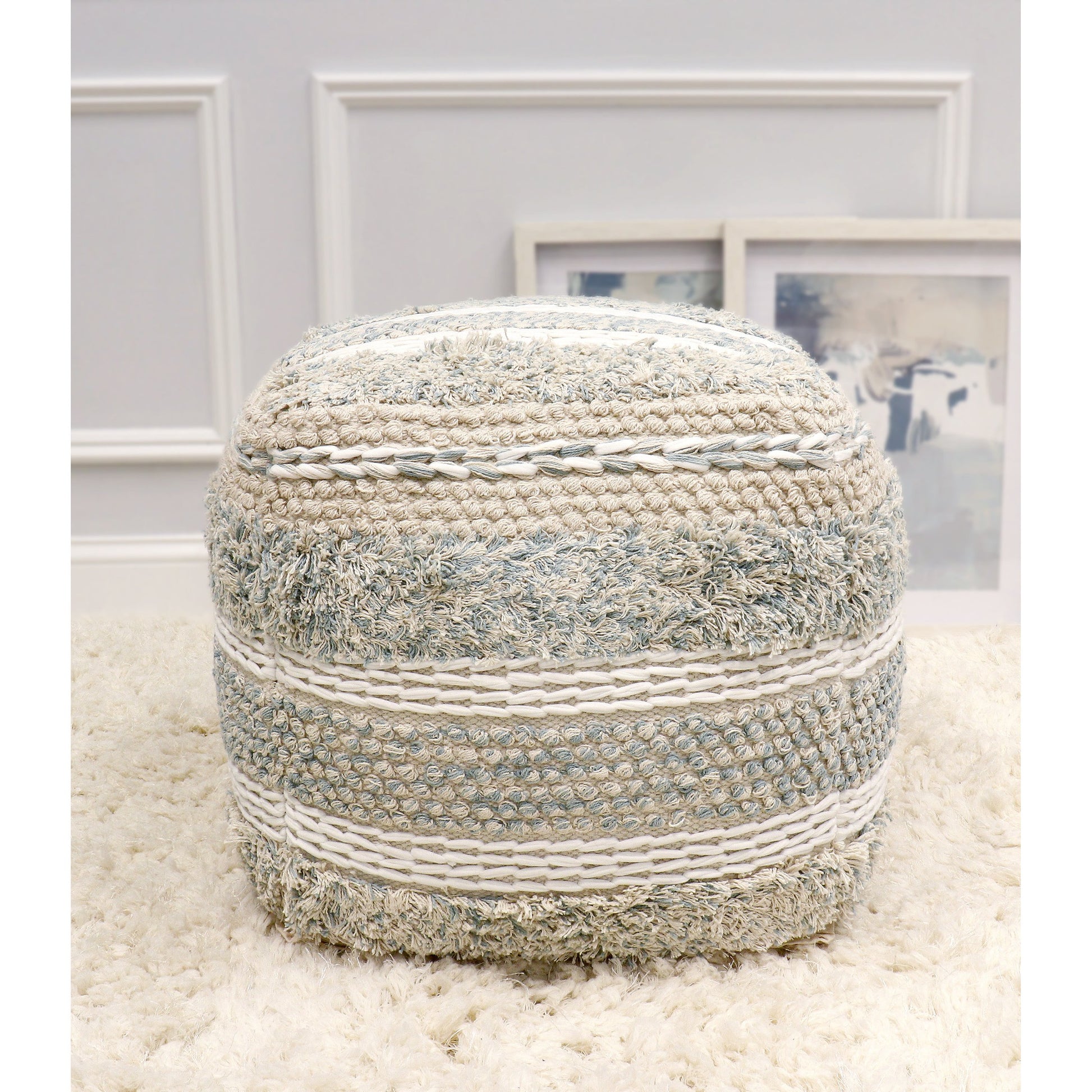 Grand Canyon Pouf by Pasargad Home. Made from cotton in a modern style.