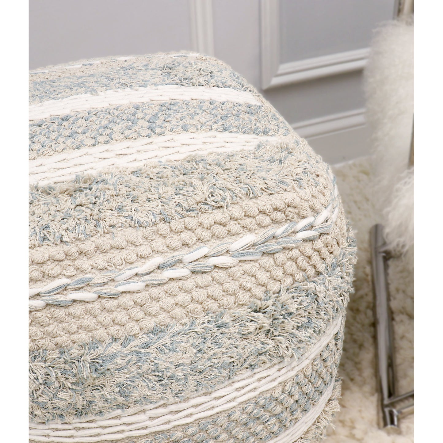 025 SR-702412 | Closeup | Grand Canyon Pouf by Pasargad Home. Made from cotton in a modern style.