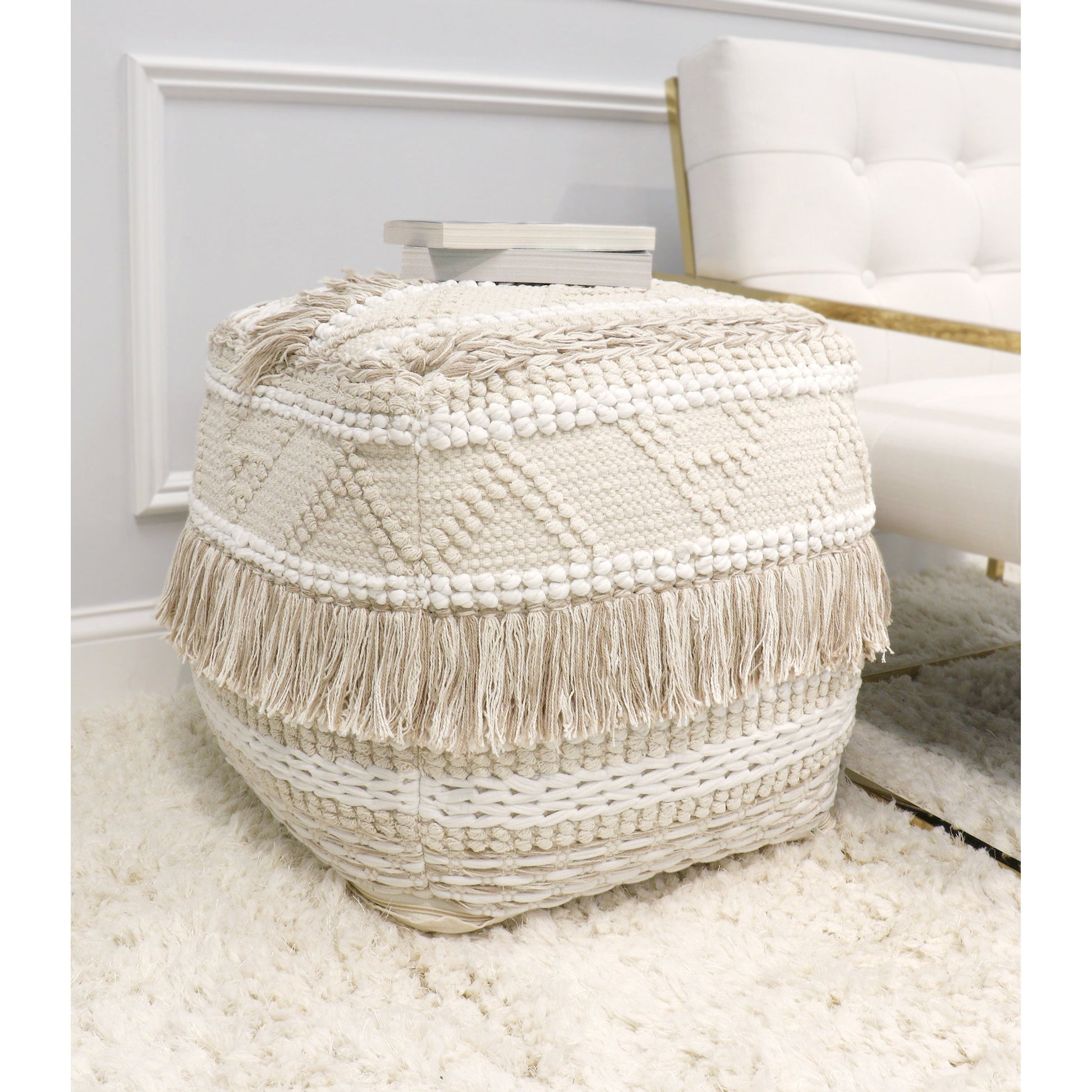Grand Canyon Pouf by Pasargad Home. Made from cotton in a modern style.