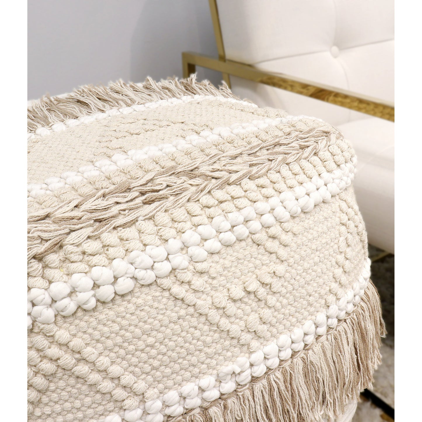 035 SR-702413 | Closeup | Grand Canyon Pouf by Pasargad Home. Made from cotton in a modern style.