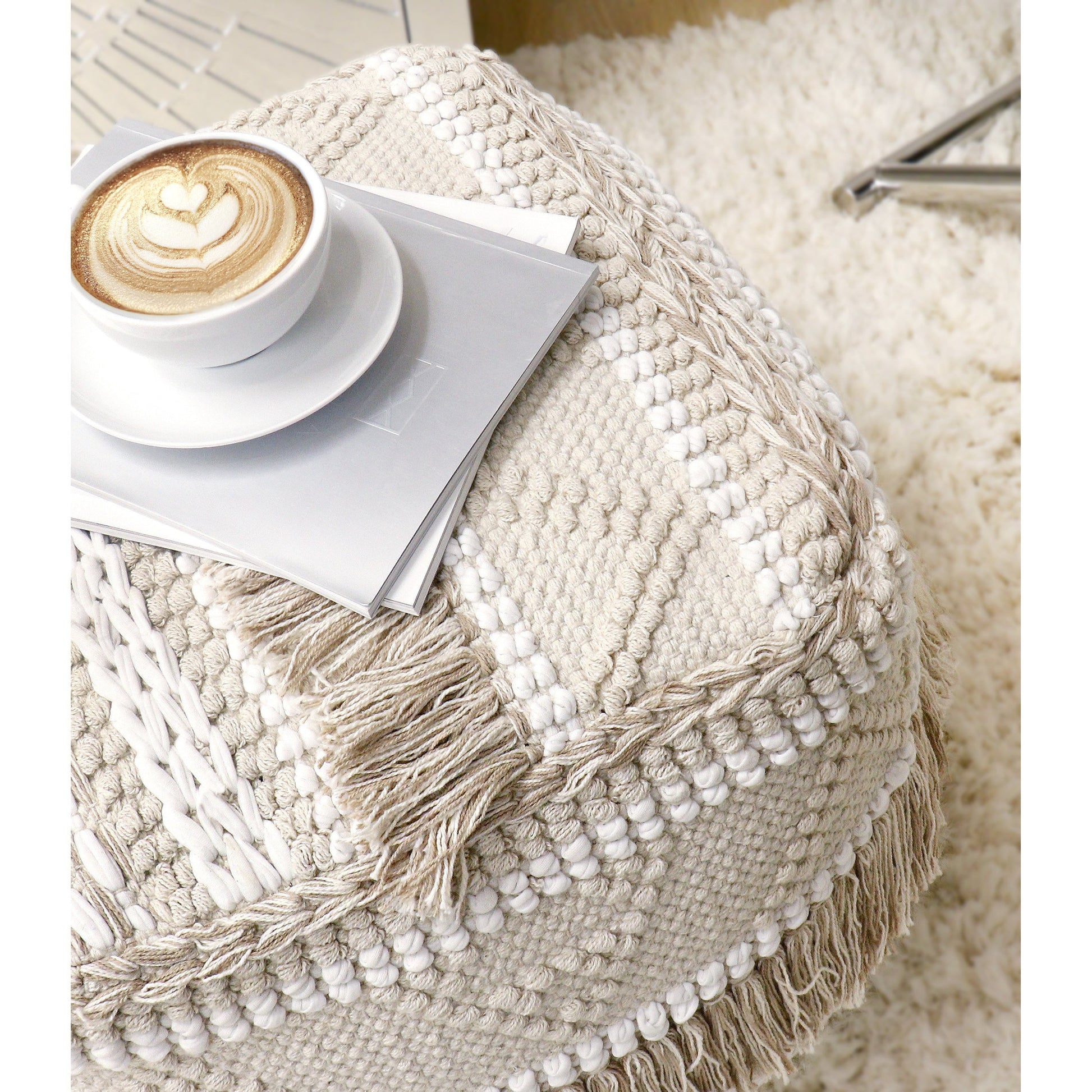 Grand Canyon Pouf by Pasargad Home. Made from cotton in a modern style.